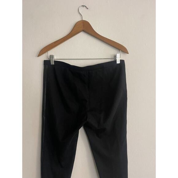 Eileen Fisher M Black Pants Genuine Leather Side Trim Knit Stretch Pull On - Picture 9 of 9